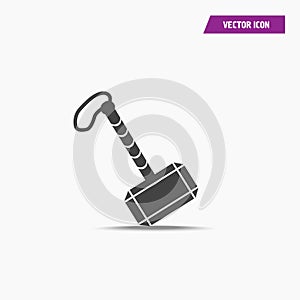 Black war hammer of thor icon in simple design. photo